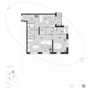2-к квартира, вторичка, 89м2, 15/21 этаж