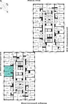 1-к квартира, строящийся дом, 46м2, 19/25 этаж