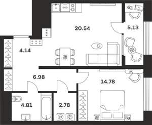 1-к квартира, вторичка, 59м2, 5/10 этаж