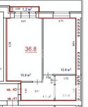 1-к квартира, вторичка, 37м2, 2/3 этаж
