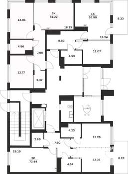 2-к квартира, вторичка, 68м2, 1/4 этаж