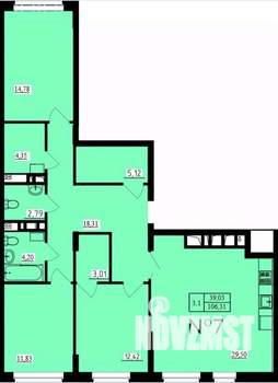 3-к квартира, строящийся дом, 106м2, 8/9 этаж