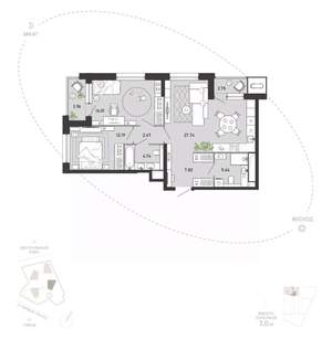 2-к квартира, вторичка, 83м2, 4/21 этаж