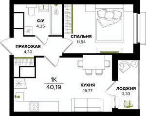 1-к квартира, вторичка, 40м2, 25/25 этаж