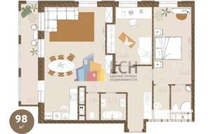 3-к квартира, вторичка, 98м2, 7/9 этаж