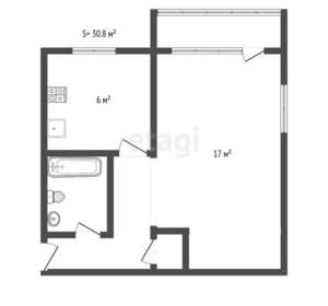 1-к квартира, вторичка, 31м2, 5/5 этаж