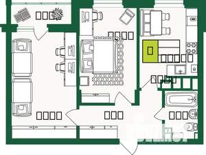 2-к квартира, строящийся дом, 64м2, 1/9 этаж