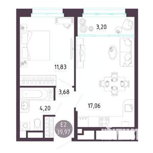 1-к квартира, вторичка, 40м2, 4/10 этаж
