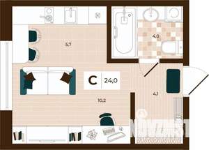 Студия квартира, строящийся дом, 24м2, 12/14 этаж