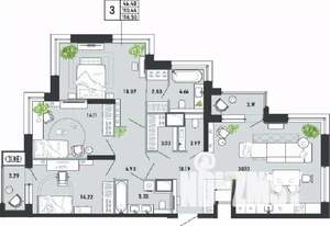 3-к квартира, вторичка, 119м2, 15/21 этаж