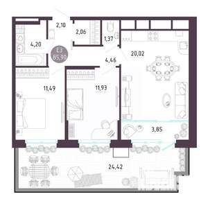 3-к квартира, строящийся дом, 86м2, 1/10 этаж