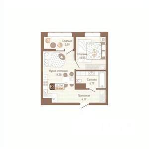 1-к квартира, строящийся дом, 37м2, 10/14 этаж