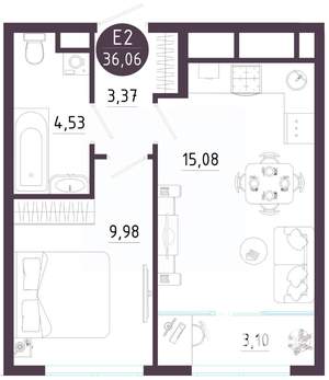 1-к квартира, вторичка, 36м2, 7/10 этаж