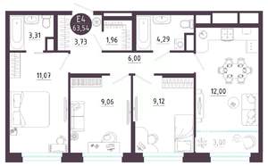 3-к квартира, вторичка, 64м2, 8/10 этаж