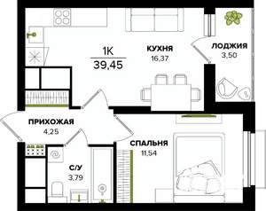 1-к квартира, вторичка, 39м2, 18/25 этаж