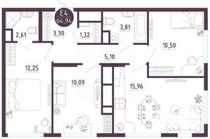 3-к квартира, вторичка, 65м2, 8/10 этаж