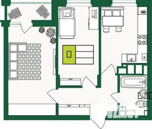 2-к квартира, строящийся дом, 56м2, 9/9 этаж