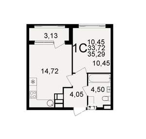 1-к квартира, вторичка, 35м2, 3/20 этаж
