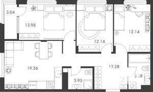 3-к квартира, вторичка, 82м2, 4/9 этаж