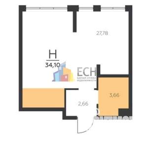 1-к квартира, сданный дом, 34м2, 5/5 этаж