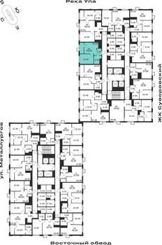 1-к квартира, строящийся дом, 39м2, 19/25 этаж