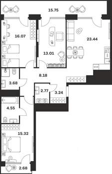 3-к квартира, вторичка, 109м2, 9/10 этаж