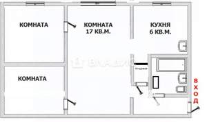 3-к квартира, вторичка, 42м2, 1/4 этаж