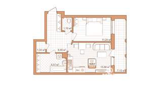 1-к квартира, строящийся дом, 47м2, 1/9 этаж