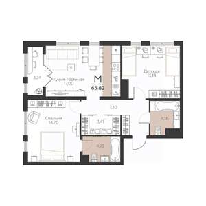 2-к квартира, вторичка, 66м2, 1/5 этаж