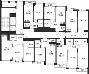 1-к квартира, вторичка, 62м2, 8/9 этаж
