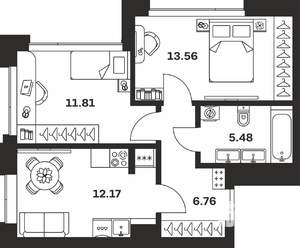 2-к квартира, вторичка, 50м2, 9/10 этаж