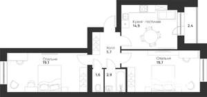 2-к квартира, вторичка, 66м2, 5/5 этаж