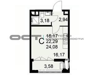 Студия квартира, вторичка, 24м2, 10/16 этаж