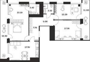 3-к квартира, вторичка, 118м2, 7/10 этаж