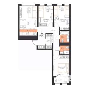 3-к квартира, вторичка, 73м2, 3/5 этаж