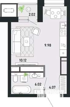 Студия квартира, строящийся дом, 32м2, 5/21 этаж
