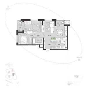 2-к квартира, вторичка, 83м2, 12/21 этаж