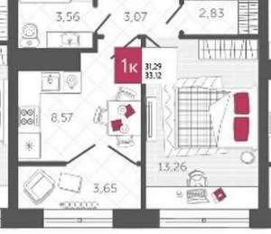 1-к квартира, вторичка, 35м2, 14/22 этаж