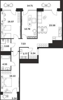 3-к квартира, вторичка, 108м2, 10/10 этаж
