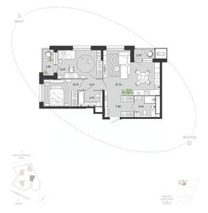 2-к квартира, вторичка, 83м2, 20/21 этаж