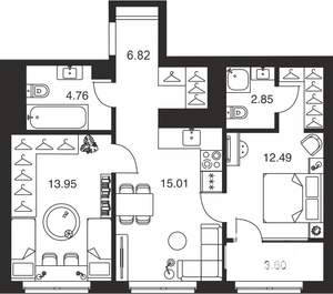 2-к квартира, вторичка, 59м2, 25/25 этаж