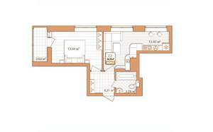 1-к квартира, строящийся дом, 38м2, 5/9 этаж