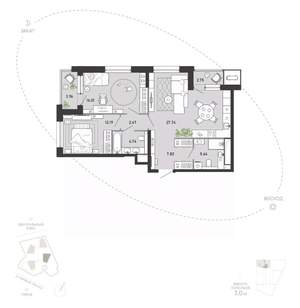 2-к квартира, вторичка, 83м2, 8/21 этаж