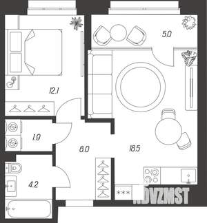 1-к квартира, вторичка, 48м2, 15/24 этаж