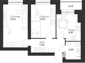 2-к квартира, вторичка, 51м2, 5/5 этаж
