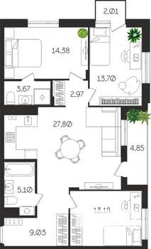 3-к квартира, вторичка, 97м2, 3/4 этаж