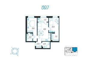 2-к квартира, вторичка, 70м2, 9/24 этаж