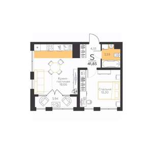 1-к квартира, вторичка, 42м2, 4/5 этаж