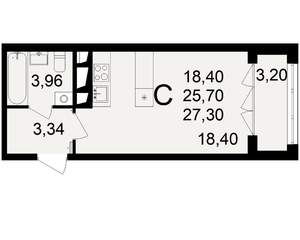 1-к квартира, строящийся дом, 26м2, 5/18 этаж