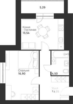 1-к квартира, вторичка, 50м2, 2/5 этаж